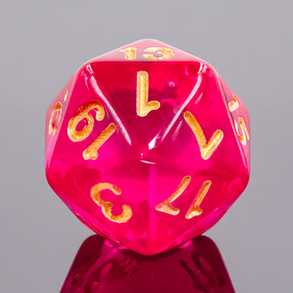 🎲💖 Lot de Dés – Rouge Fuchsia Transparent – Set Complet 7 Pièces en Boîte – Jeu de Rôle ✨🎲