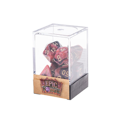 🎲🔥 Lot de Dés – Rouge et Noir – Set Complet 7 Pièces en Boîte – Jeu de Rôle 🖤🎲
