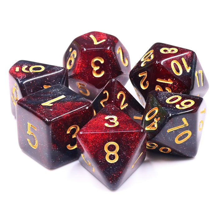 🎲🩸 Lot de Dés – Bloody Mary – Set Complet 7 Pièces en Boîte – Jeu de Rôle 🔴🎲