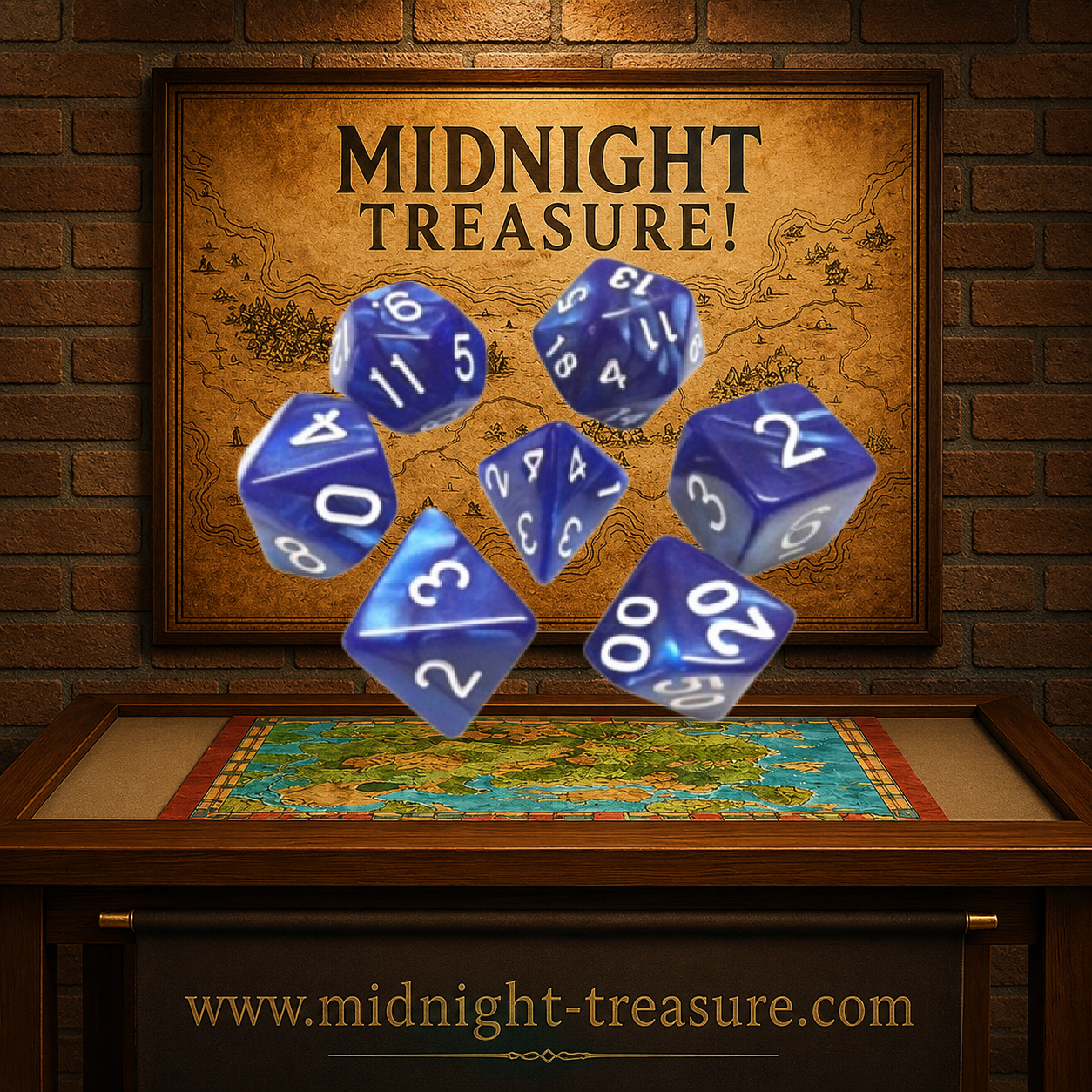 Lot de 7 dés multiformat en boîte – Bleu Nacré – Jeu de rôle. Set bleu profond à effet nacré avec chiffres blancs comprenant D4, D6, D8, D10, D00, D12 et D20. Un design élégant aux reflets lumineux parfait pour Donjons & Dragons, Pathfinder et autres jeux de rôle.