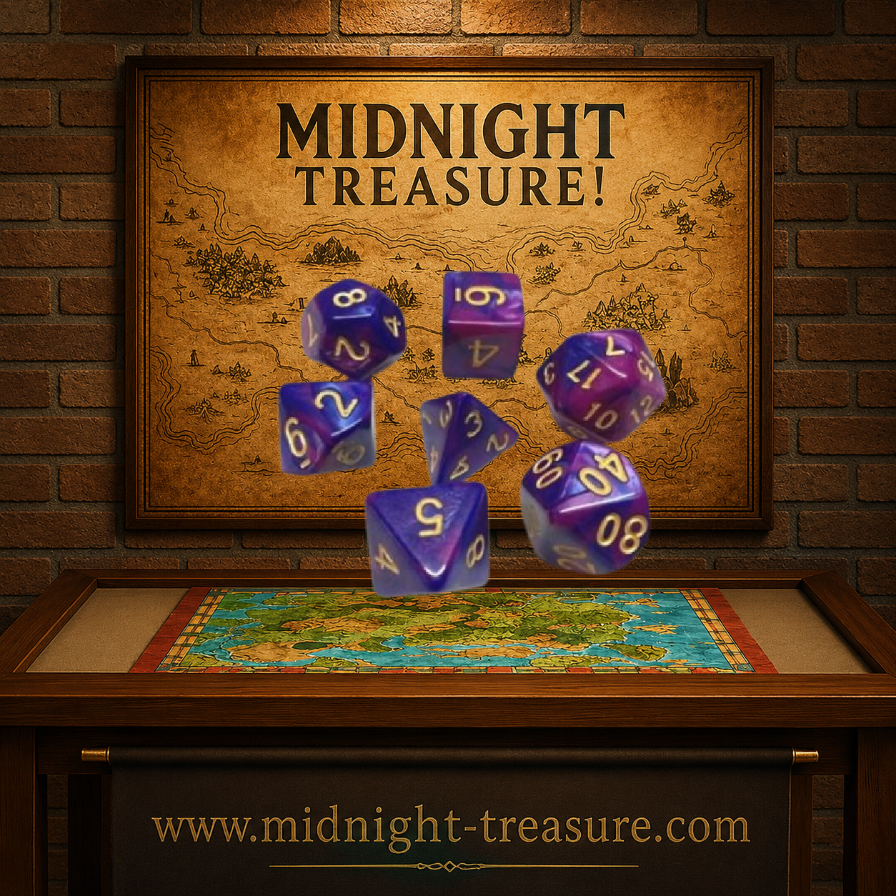 Lot de 7 dés multiformat en boîte – Fusion Bleu et Violet – Jeu de rôle. Set marbré bleu, violet et rose avec chiffres dorés comprenant D4, D6, D8, D10, D00, D12 et D20. Un design mystique et coloré parfait pour Donjons & Dragons, Pathfinder et autres jeux de rôle.