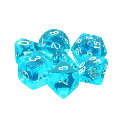 🎲💎 Lot de Dés – Gemmes Azur – Set Complet 7 Pièces en Boîte – Jeu de Rôle 🌊🎲