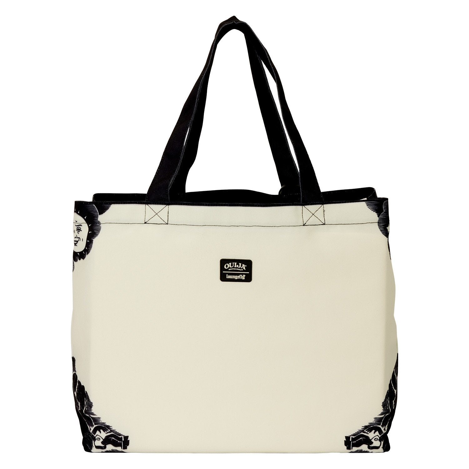 Tote Bag Loungefly Ouija Board – Hasbro. Sac canvas grand format avec design planche Ouija et effet Glow-in-the-Dark. Accessoire pratique et mystique pour fans d’ésotérisme et de pop culture.