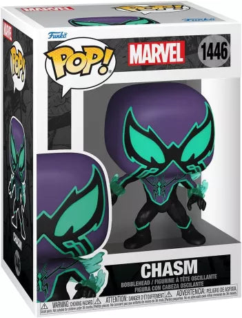 Funko Pop! Marvel Comics – Chasm (N°1446). Ben Reilly dans sa forme obscure avec costume violet et effets verts. Une figurine percutante pour les fans de Spider-Man et des anti-héros Marvel.