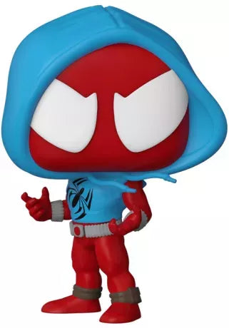 "Funko Pop! Marvel – Scarlet Spider (1453). Le Scarlet Spider en tenue rouge et bleu avec sa capuche iconique, prêt pour l'action. Une figurine dynamique et incontournable pour les fans de l'univers Spider-Man et des super-héros Marvel !"

