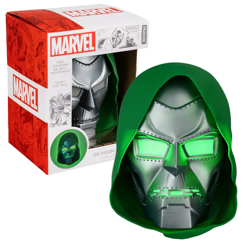 💚🤖 Marvel – Doctor Doom (Docteur Fatalis) – Lampe masque 3D – 23 cm 🤖💚