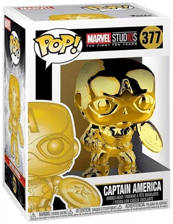 ✨🛡️ Funko Pop! N°377 – Captain America Gold Chrome – Marvel Studios: The First Ten Years 🛡️✨