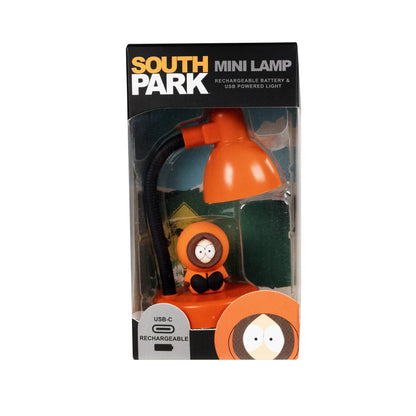 Mini lampe de bureau LED South Park – Kenny – 15 cm. Lampe orange rechargeable USB-C avec figurine Kenny amovible, éclairage LED décoratif pour bureau ou chambre.