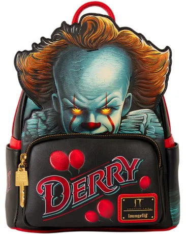 🎈💀 Mini Sac à Dos Loungefly – Pennywise / Grippe-Sou Cosplay Light-Up – IT / Ça 🎈💀 23 x 27 x 12 cm