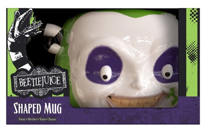 Mug 3D Beetlejuice – Beetlejuice – 300 ml – Officiel. Mug en céramique sculpté avec visage emblématique de Beetlejuice et poignée rayée. Un must-have pour les fans de Tim Burton et de cinéma culte.