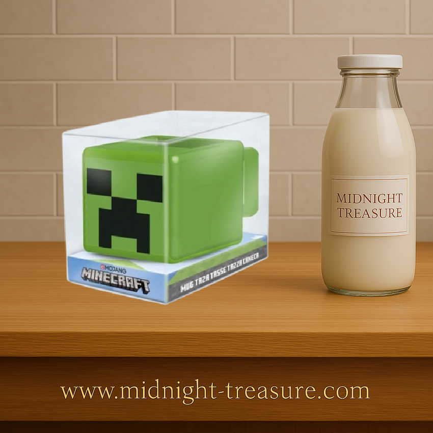 Mug 3D Minecraft Creeper Face en dolomie, design cubique en relief, grande tasse 445 ml inspirée du célèbre personnage du jeu vidéo.