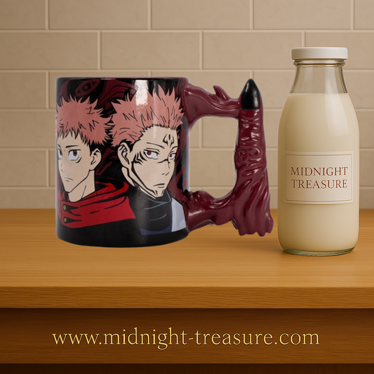 Mug 3D Jujutsu Kaisen – Yuji Itadori & Sukuna – 460 ml – ABYstyle. Mug en dolomite avec anse en forme de doigt maudit et design détaillé. Un objet collector intense pour les fans d’anime.