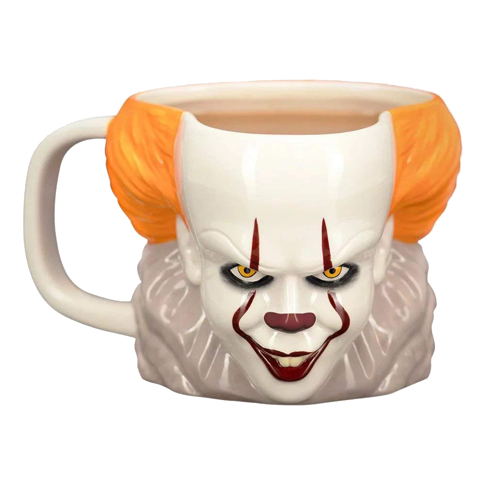 Mug 3D Pennywise – CA (IT) – 330 ml – Officiel. Mug en céramique sculpté à l’effigie du clown terrifiant Pennywise. Un must-have pour les fans de Stephen King et d’horreur.
