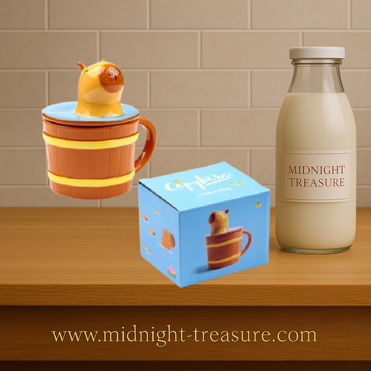 Mug Capybara Duke 350 ml en céramique 3D avec couvercle en forme de capybara et design tonneau original.