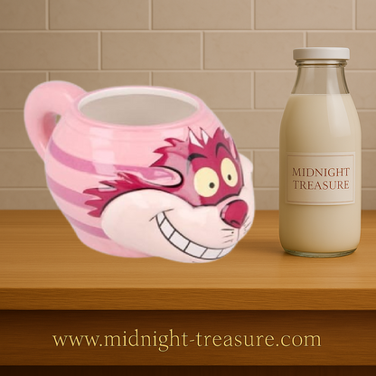 Mug Disney – Alice au Pays des Merveilles – Chat du Cheshire – 500 ml – 3D. Un mug en dolomie représentant le visage du Chat du Cheshire avec ses rayures roses et son grand sourire. Une tasse originale idéale pour les fans de l’univers féerique de Disney.