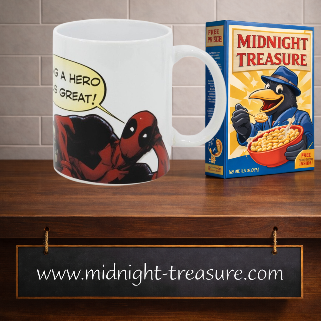 Mug Deadpool Feels Great Marvel 325 ml sous licence officielle. Illustration du célèbre anti-héros Deadpool accompagnée de la phrase Being a Hero Feels Great. Un mug humoristique parfait pour les fans de Marvel et des comics.