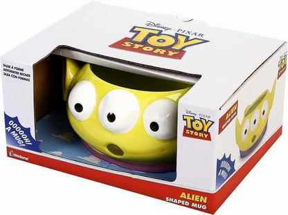 "Mug Disney - Toy Story - Alien (330 ml). Un mug en céramique représentant l’adorable Alien de Pizza Planet. Idéal pour les fans de Toy Story et Pixar. Non compatible lave-vaisselle et micro-ondes.