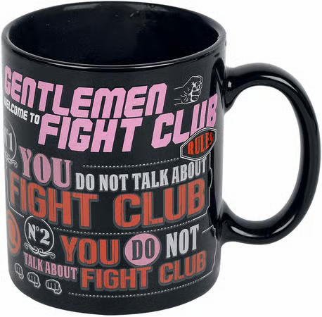 🖤🥊 Fight Club – Mug thermoréactif – Règles du Fight Club – 315 ml 🥊🖤