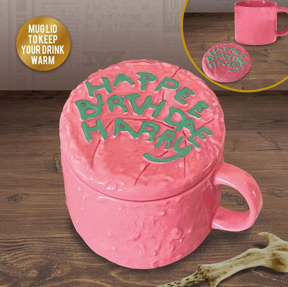 🧙‍♂️🎂 Harry Potter – Mug gâteau Happee Birthdae avec couvercle 🎂🧙‍♂️