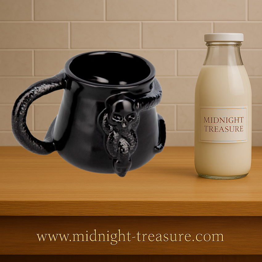 Mug Harry Potter – Marque des Ténèbres – 330 ml. Mug 3D noir en forme de chaudron avec crâne et serpent sculptés, inspiré du symbole des Mangemorts.
