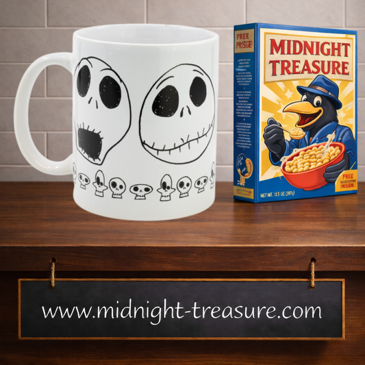 Mug L'Étrange Noël de Monsieur Jack Jack Skellington design noir blanc 325 ml tasse officielle Disney Tim Burton.
