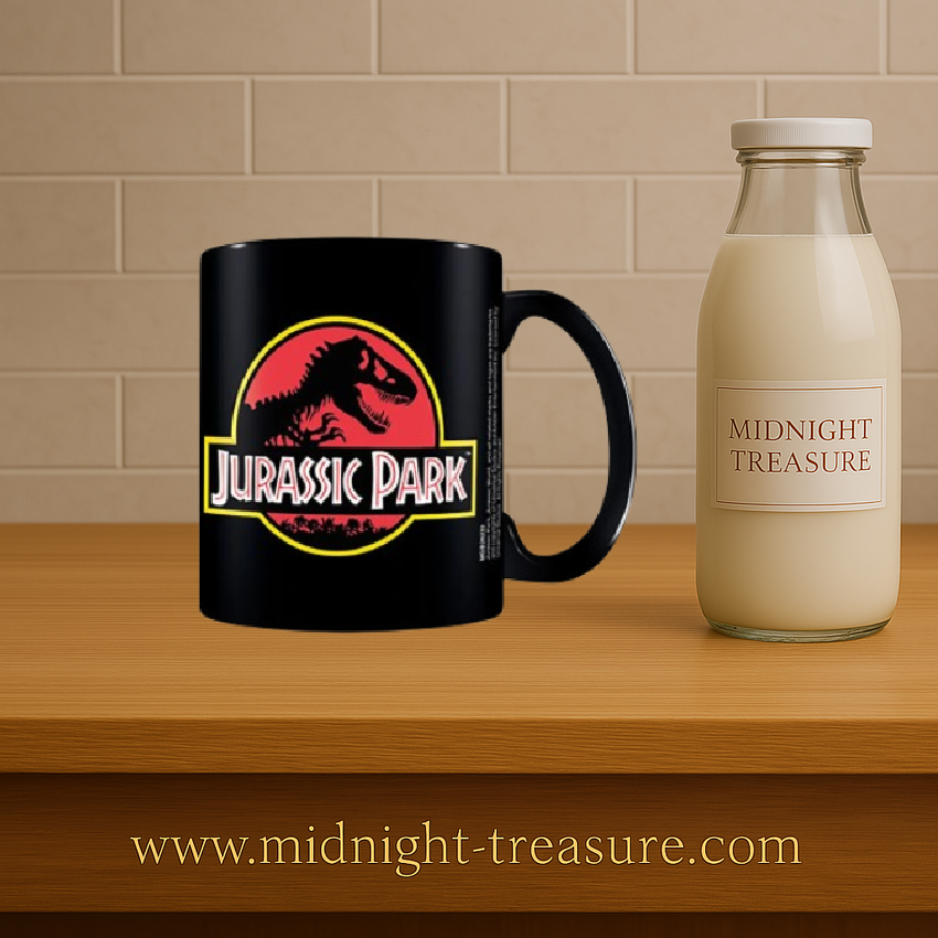 Mug Jurassic Park noir 325 ml en céramique avec logo officiel du film. Mug sous licence officielle Jurassic Park, idéal pour café, thé ou chocolat chaud.