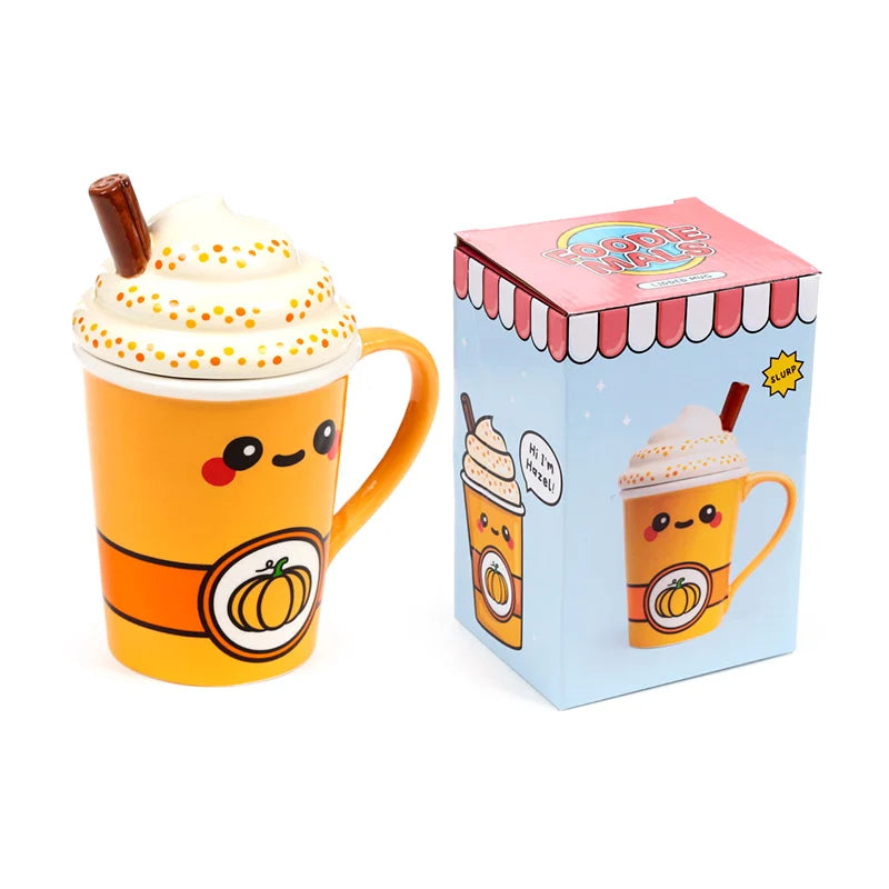 🎃☕ kawaii – latte citrouille épicé – mug + couvercle 3D – 325 ml ☕🎃