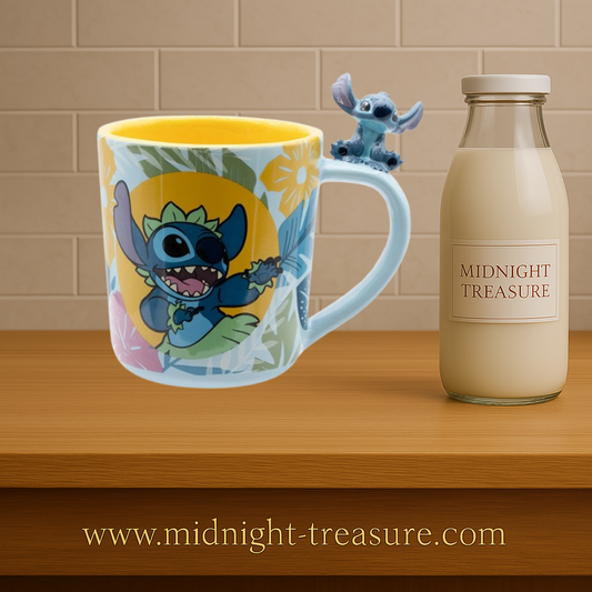 Mug Lilo & Stitch – Stitch Hawaïen – 460 ml. Mug 3D en céramique avec figurine Stitch sur l’anse, visuels tropicaux et inscription « Ohana means family », produit officiel ABYstyle.