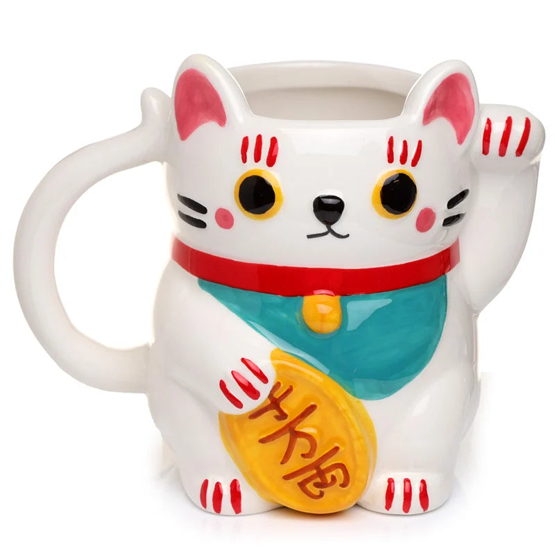 🤍🐱 Maneki-Neko – Blanc – Mug 3D – 450 ml 🐱🤍