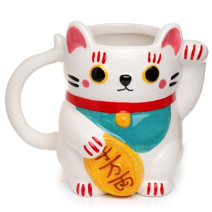 🤍🐱 Maneki-Neko – Blanc – Mug 3D – 450 ml 🐱🤍