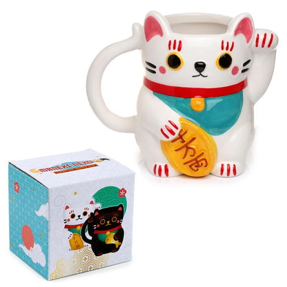 🤍🐱 Maneki-Neko – Blanc – Mug 3D – 450 ml 🐱🤍