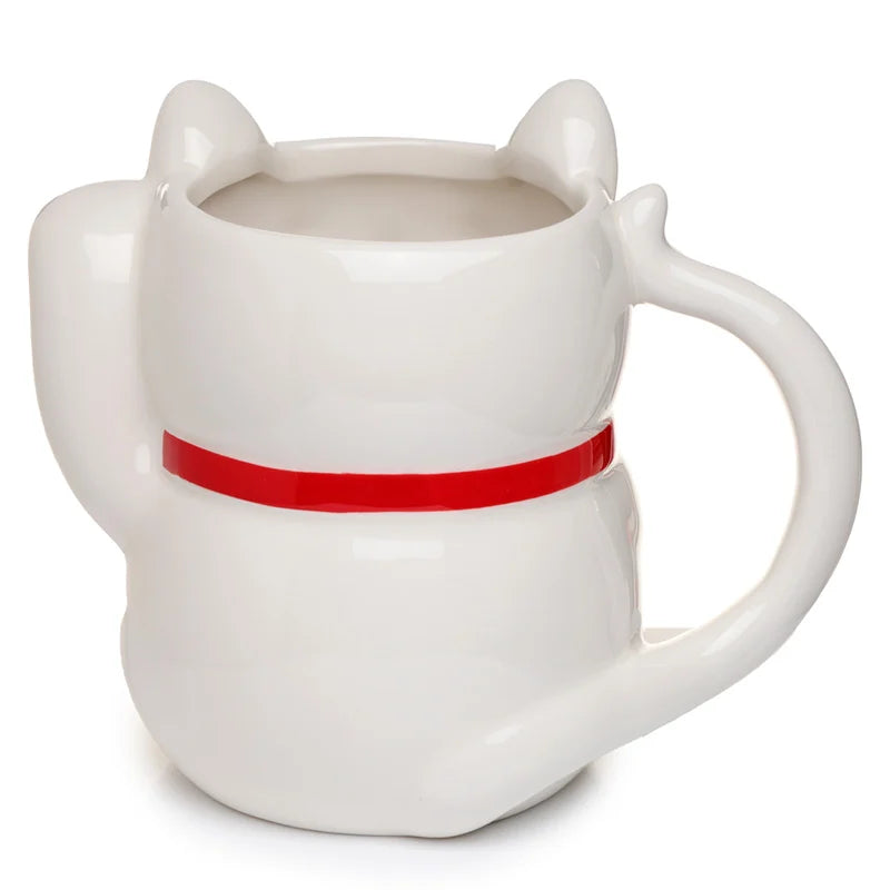 🤍🐱 Maneki-Neko – Blanc – Mug 3D – 450 ml 🐱🤍
