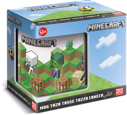 Mug Minecraft – 325 ml – Stor. Mug en céramique décoré de personnages et mobs du jeu sur un décor de blocs. Design coloré issu de l’univers Minecraft.