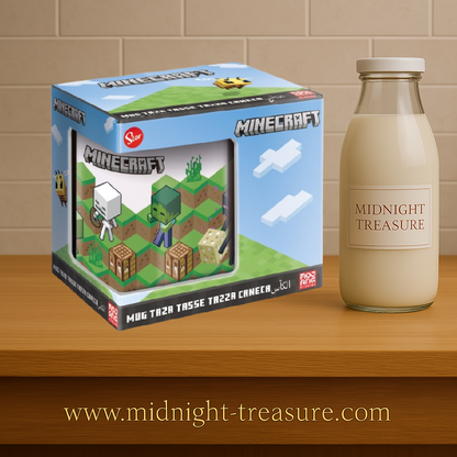 Mug Minecraft – 325 ml – Stor. Mug en céramique décoré de personnages et mobs du jeu sur un décor de blocs. Design coloré issu de l’univers Minecraft.