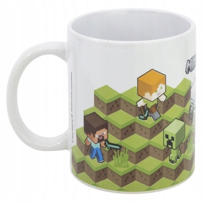 Mug Minecraft – 325 ml – Stor. Mug en céramique décoré de personnages et mobs du jeu sur un décor de blocs. Design coloré issu de l’univers Minecraft.