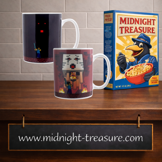 Mug thermoréactif Minecraft Nether 300 ml avec Ghast et Steve révélés par la chaleur dans un décor officiel inspiré du biome Nether Wastes.