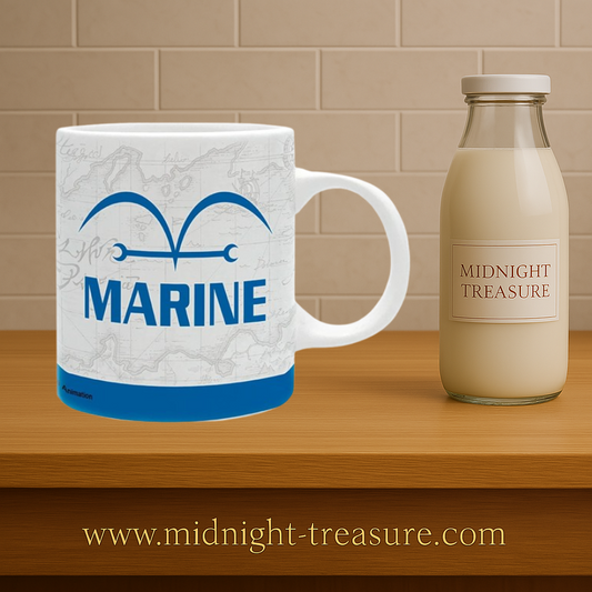 Mug One Piece – Marine – 320 ml. Mug en céramique avec le Vice-Amiral Garp et le logo de la Marine, produit officiel ABYstyle