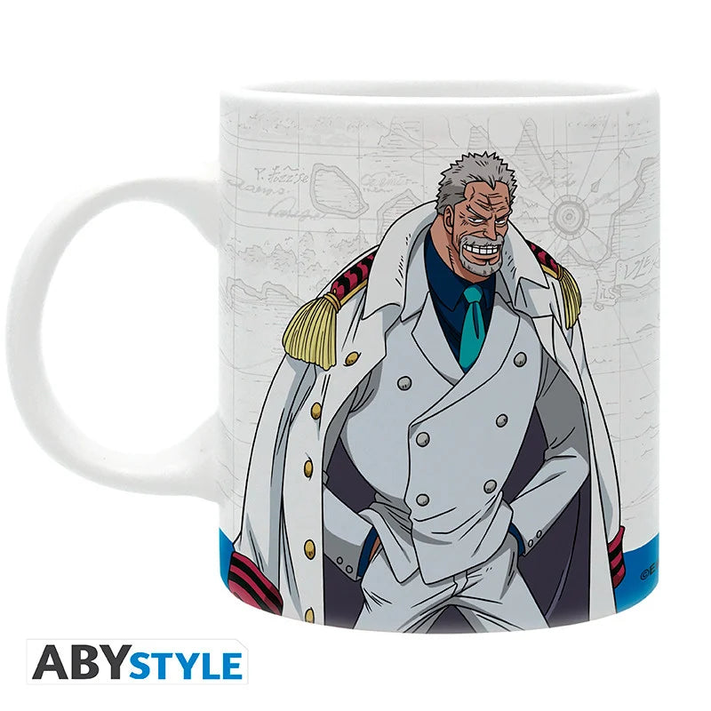 Mug One Piece – Marine – 320 ml. Mug en céramique avec le Vice-Amiral Garp et le logo de la Marine, produit officiel ABYstyle