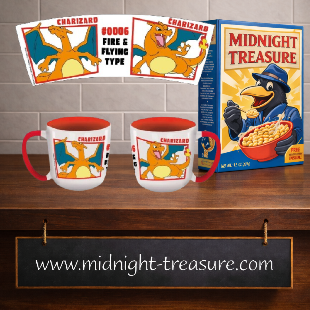 Mug Pokémon Dracaufeu Charizard Elite 384 ml avec intérieur et anse rouges, illustrations rétro de Dracaufeu, numéro Pokédex 006 et mention Fire & Flying Type.