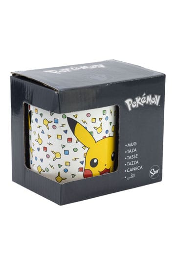 Mug Pokémon – Pikachu Confetti – 325 ml – Céramique. Mug blanc orné des visages expressifs de Pikachu et de motifs confettis colorés. Parfait pour les fans de la licence Pokémon à la recherche d’un accessoire mignon et pratique.