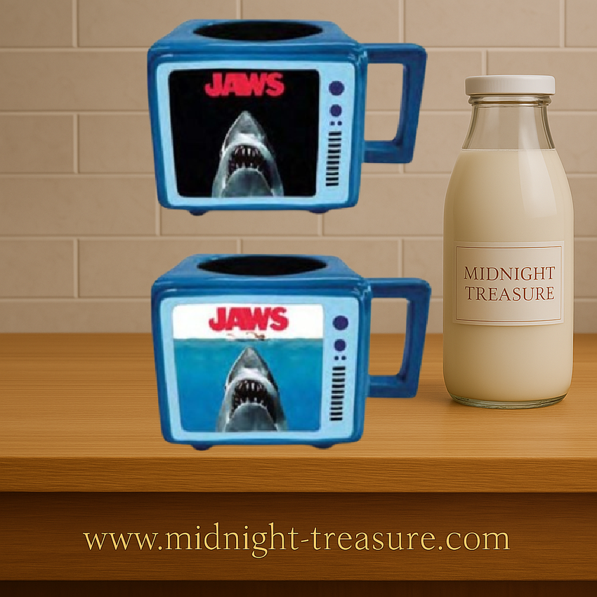 Mug rétro TV thermoréactif – Les Dents de la Mer (Jaws) – 500 ml – Officiel. Mug en céramique en forme de télé rétro, avec effet thermoréactif révélant le requin culte. Un must-have pour les fans de Spielberg et cinéma d’horreur.