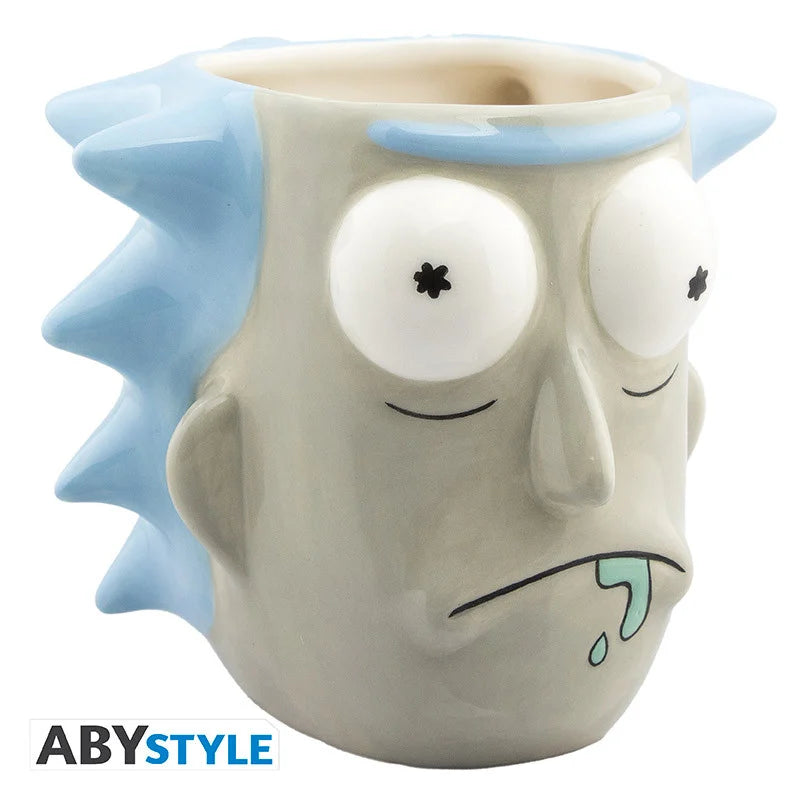 Mug Rick & Morty – Rick Sanchez – 500 ml. Mug 3D en forme de tête de Rick avec cheveux bleus en relief et goutte de bave iconiqu