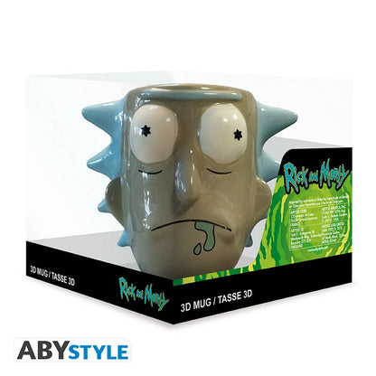 Mug Rick & Morty – Rick Sanchez – 500 ml. Mug 3D en forme de tête de Rick avec cheveux bleus en relief et goutte de bave iconiqu