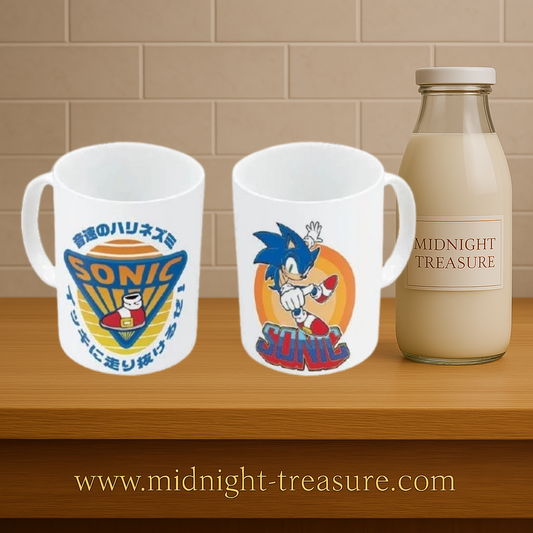 Mug Sonic Japan 325 ml en céramique avec design japonais rétro et illustration dynamique de Sonic the Hedgehog.