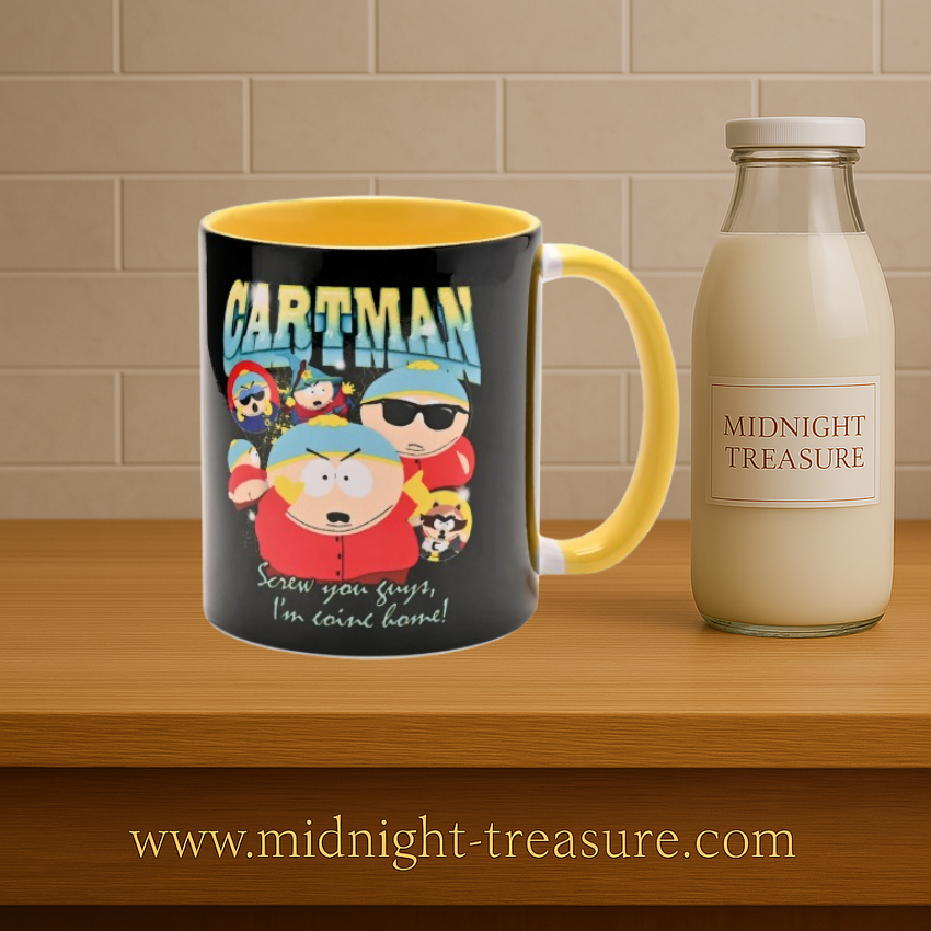 Mug South Park Cartman noir 325 ml en céramique avec illustrations du personnage Eric Cartman. Mug sous licence officielle South Park, idéal pour café ou thé.