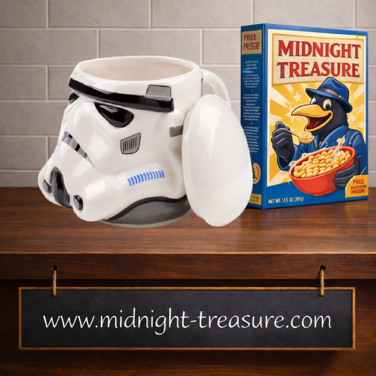 Mug 3D Star Wars casque Stormtrooper avec couvercle en ceramique blanche 550 ml design detaille.