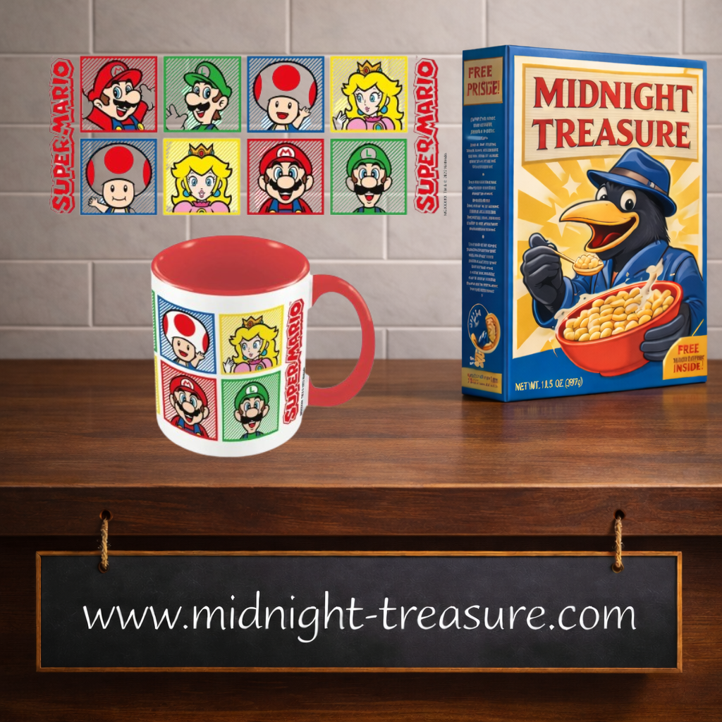 Mug Super Mario avec Mario Luigi Peach et Toad interieur rouge en ceramique 315 ml design colore Nintendo.