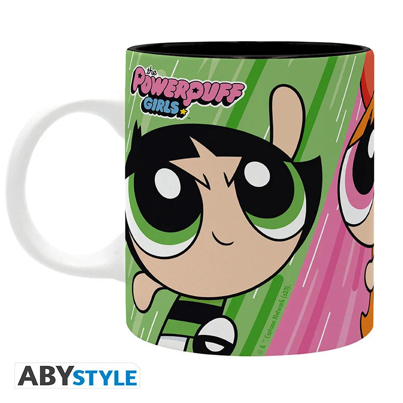 Mug Les Super Nanas – Portraits – 320 ml. Mug en céramique avec visuels de Belle, Bulle et Rebelle, design coloré officiel ABYstyle.
