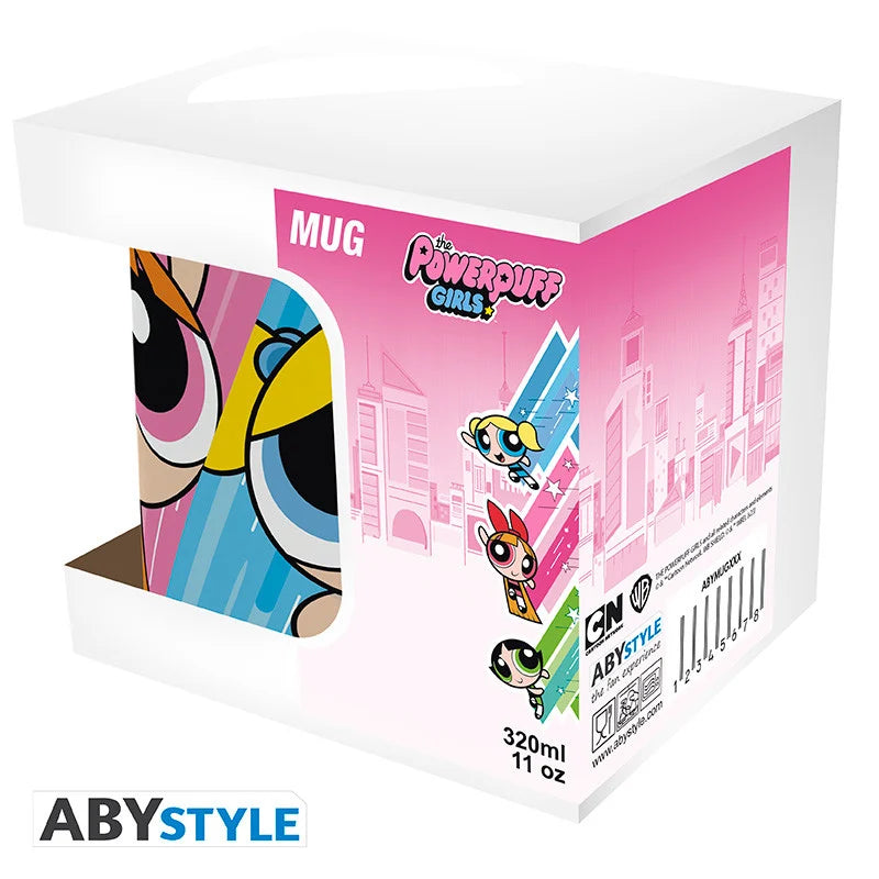 Mug Les Super Nanas – Portraits – 320 ml. Mug en céramique avec visuels de Belle, Bulle et Rebelle, design coloré officiel ABYstyle.