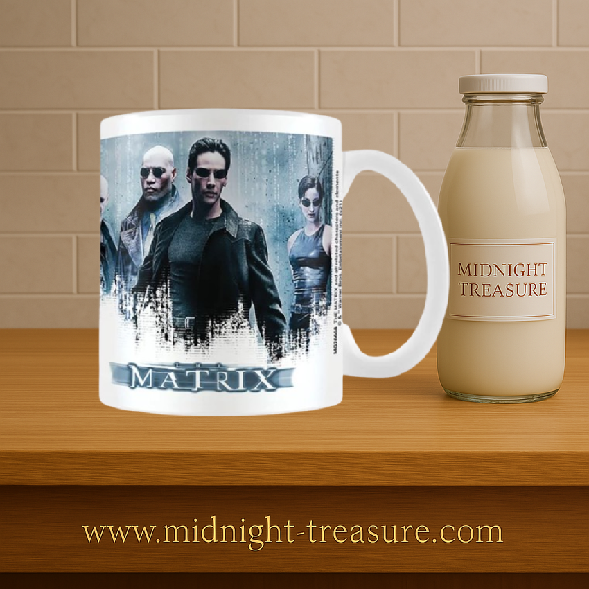 Mug The Matrix – Réalité Simulée – 315 ml – Officiel. Mug en céramique avec Neo, Morpheus et Trinity dans un design glitch numérique. Un must-have pour les fans de science-fiction et de cyberpunk.

